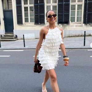 Zara White Layered Mini Dress